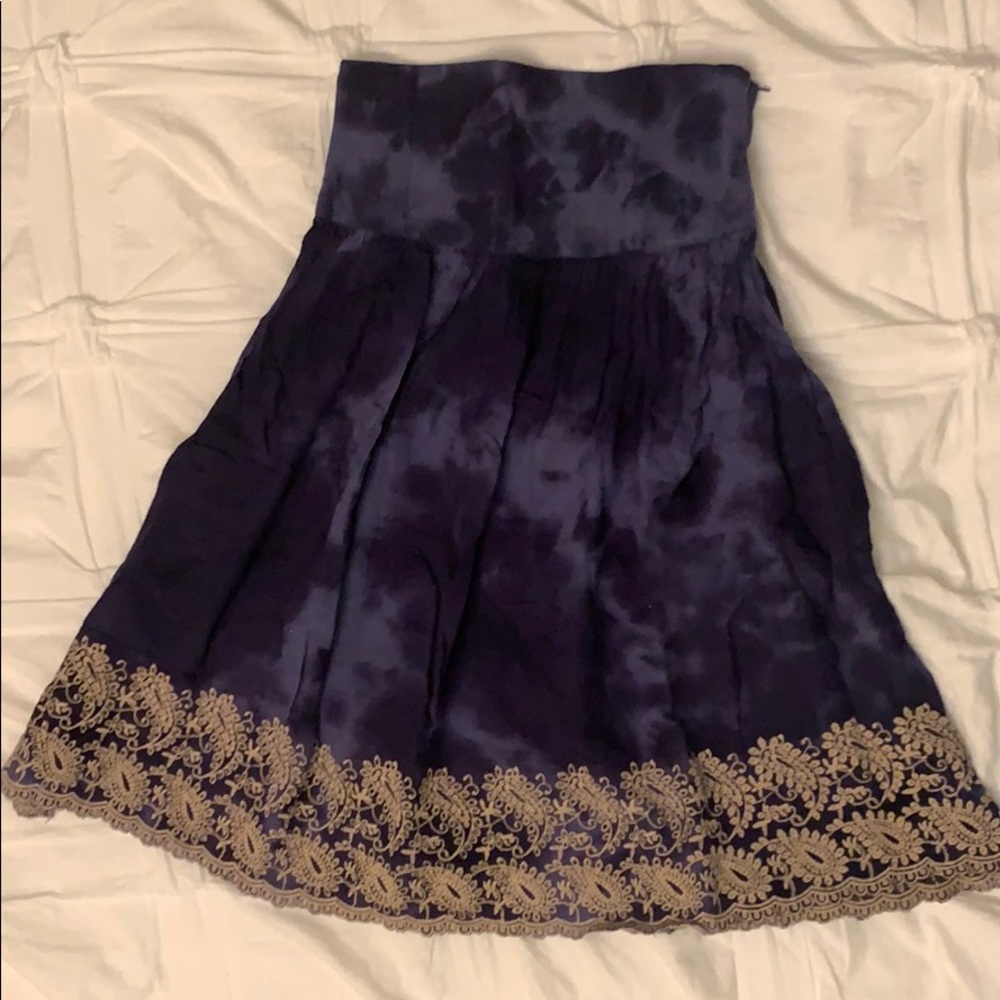 Tie Dye Embroidered Midi Skirt